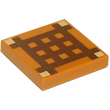 medium nougat tile 2 x 2 with dark brown minecraft crafting table grid pattern