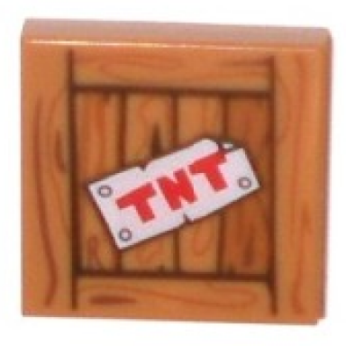 medium nougat tile 2 x 2 with tnt on wood grain pattern