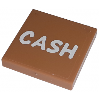 medium nougat tile 2 x 2 with white cash pattern sticker - set 71016