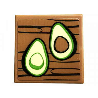 medium nougat tile 2 x 2 with avocado pattern sticker - set 10291