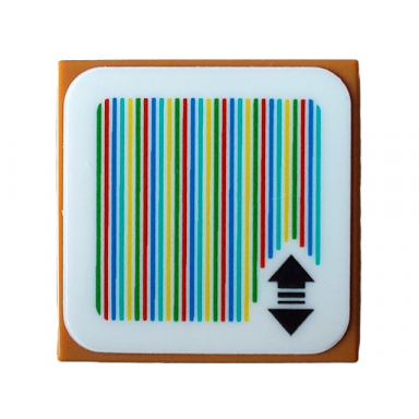 medium nougat tile 2 x 2 with super mario scanner code double arrows pattern sticker - set 71408