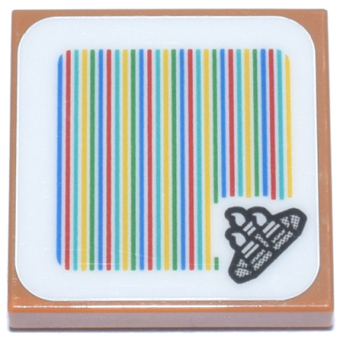 medium nougat tile 2 x 2 with super mario scanner code campfire pattern sticker - sets 71417 71434