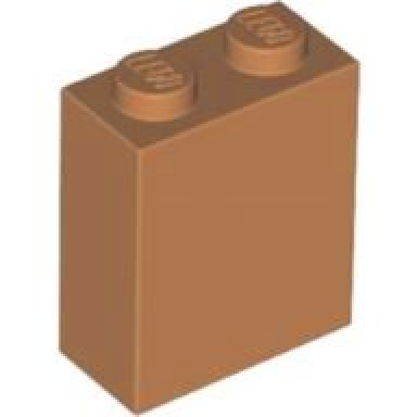 medium nougat brick 1 x 2 x 2 with inside stud holder