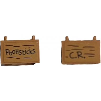 medium nougat container box 2 x 2 x 1 - top opening with flat inner bottom with black poohsticks c.r and wood grain pattern on both sides stickers - set 21326