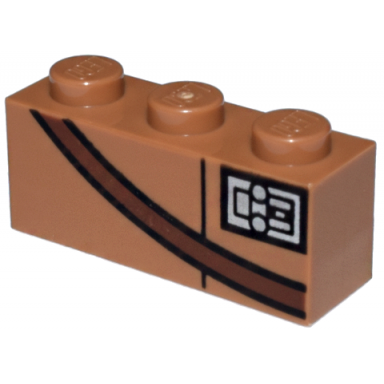 medium nougat brick 1 x 3 with reddish brown strap and silver badge pattern brickheadz lando calrissian torso