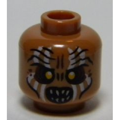 medium nougat minifigure head lotr gundabad orc white painted vertical lines pattern