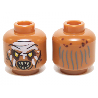 medium nougat minifigure head lotr gundabad orc white painted forehead pattern