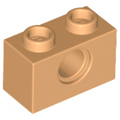 medium nougat technic brick 1 x 2 with hole