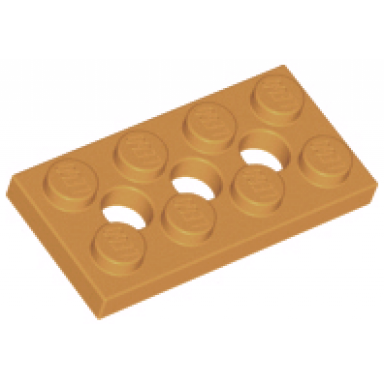 medium nougat technic plate 2 x 4 with 3 holes