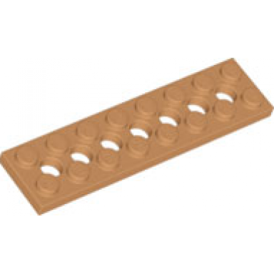 medium nougat technic plate 2 x 8 with 7 holes