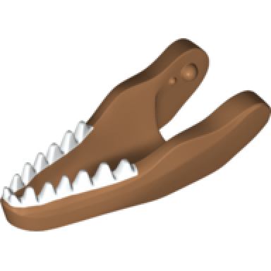 medium nougat dinosaur jaw lower carnotaurus with white teeth pattern