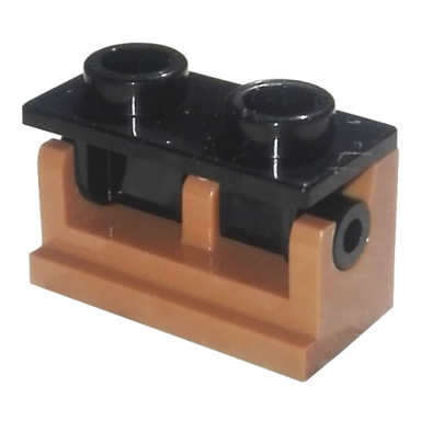 medium nougat hinge brick 1 x 2 with black top plate 3937 3938