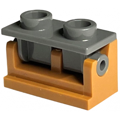 medium nougat hinge brick 1 x 2 with dark bluish gray top plate 3937 3938
