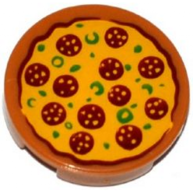 medium nougat tile round 2 x 2 with pizza pepperoni pattern