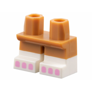 medium nougat legs short with molded white lower legs boots and printed bright pink toes pattern