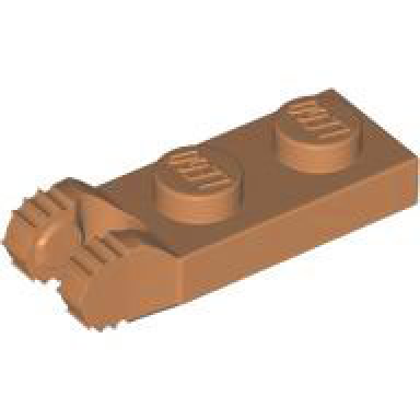 medium nougat hinge plate 1 x 2 locking with 2 fingers on end