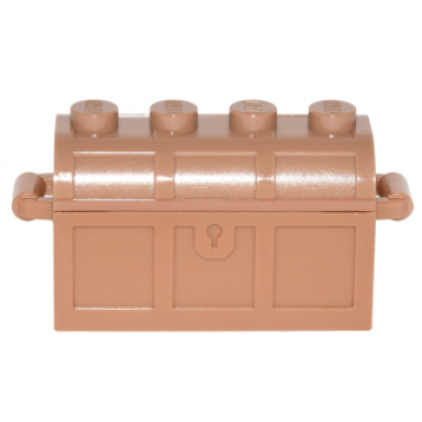 medium nougat container treasure chest with slots in back and same color thick hinge curved lid 4738a 4739a