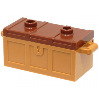 medium nougat container treasure chest with slots in back and reddish brown flat lid 4738a 80835