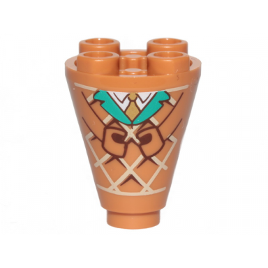 cone 2 x 2 x 2 inverted with waffle arms turquoise collar white shirt and gold tie pattern