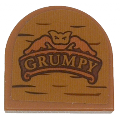medium nougat tile round 2 x 2 half circle extended with wood grain and grumpy pattern sticker - set 43242