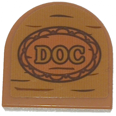 medium nougat tile round 2 x 2 half circle extended with wood grain and doc pattern sticker - set 43242