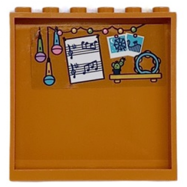 medium nougat panel 1 x 6 x 5 with microphones musical notes rollercoaster photos and tambourine pattern sticker - set 41682