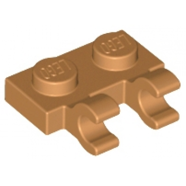 medium nougat plate modified 1 x 2 with 2 open o clips horizontal grip