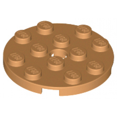 medium nougat plate round 4 x 4 with hole
