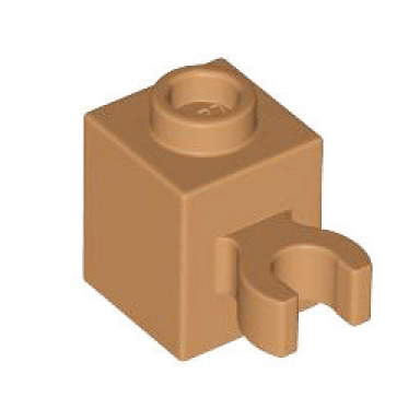 medium nougat brick modified 1 x 1 with open o clip vertical grip - hollow stud