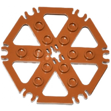 medium nougat technic plate rotor 6 blade with clip ends connected water wheel - hollow studs