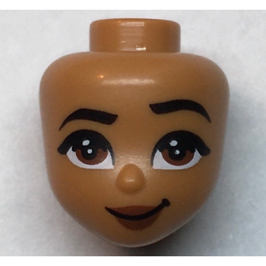 medium nougat mini doll head friends with black eyebrows reddish brown eyes and lips closed mouth smile pattern moana
