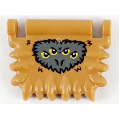 medium nougat minifigure utensil book cover fangs around edge with dark bluish gray fur and 4 yellow eyes pattern
