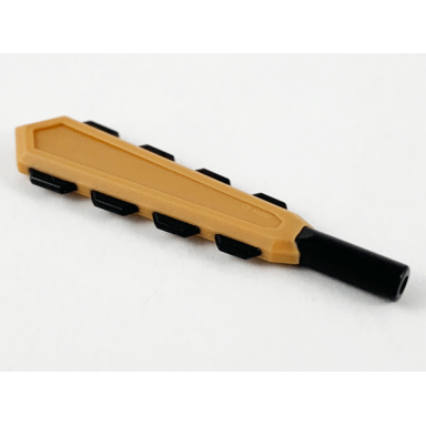 medium nougat minifigure weapon macuahuitl club with black handle and blades pattern