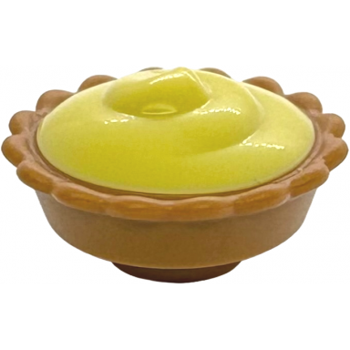 medium nougat pie with molded bright light yellow cream filling with tall peak pattern