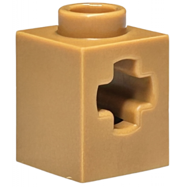 medium nougat technic brick 1 x 1 with axle hole