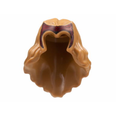 medium nougat minifigure hair female long wavy with dark red tiara with black detail lines pattern scarlet witch