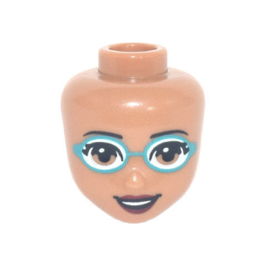 medium nougat mini doll head friends with medium nougat eyes dark red lips dark turquoise swim goggles pattern