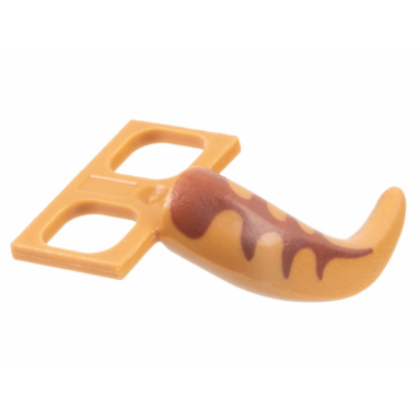 medium nougat minifigure costume tail dinosaur with reddish brown stripes pattern