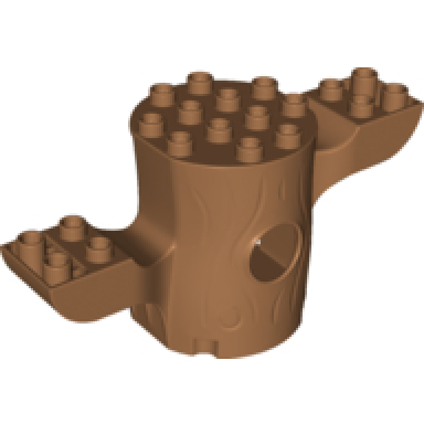 medium nougat duplo plant tree trunk 4 x 10 x 4 with open back and 2 large branches