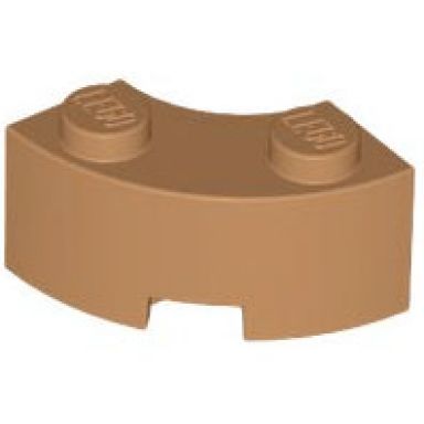 medium nougat brick round corner 2 x 2 macaroni with stud notch and reinforced underside