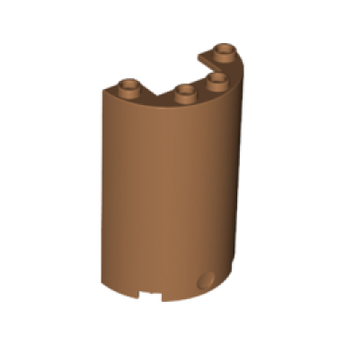 medium nougat cylinder half 2 x 4 x 5 with 1 x 2 cutout