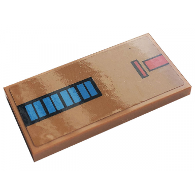 medium nougat tile 2 x 4 with blue and red rectangles pattern sticker - set 10272