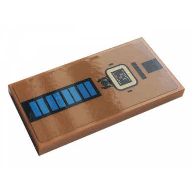 medium nougat tile 2 x 4 with blue and black rectangles pattern sticker - set 10272