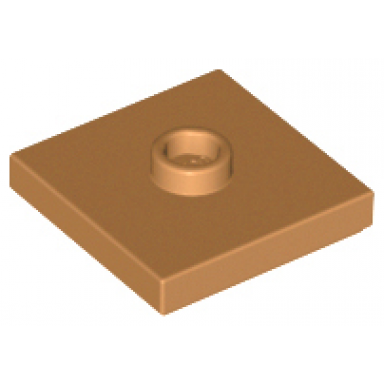 medium nougat plate modified 2 x 2 with groove and 1 stud in center jumper