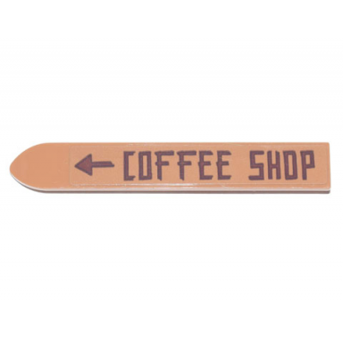 medium nougat minifigure utensil ski 6l with reddish brown coffee shop and arrow pattern sticker - set 70840