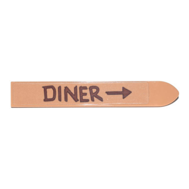 medium nougat minifigure utensil ski 6l with reddish brown diner and arrow pattern sticker - set 70840