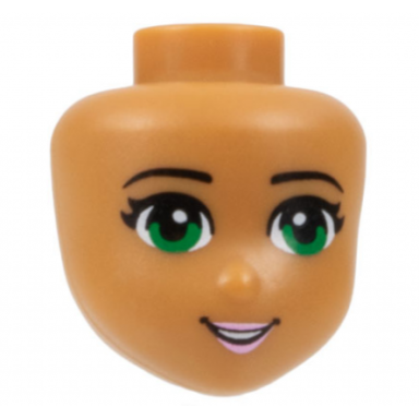 medium nougat mini doll head friends with green eyes pale pink lips and open mouth pattern