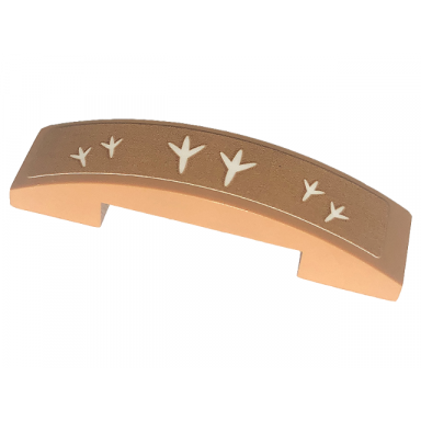 medium nougat slope curved 4 x 1 x 2 3 double with white bird footprint pattern sticker - set 40481