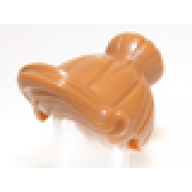 medium nougat minifigure hair female with top knot bun and forelock