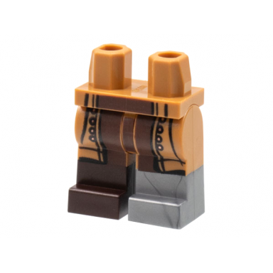 medium nougat hips and legs with dark brown center panel flat silver boot left dark brown boot right pattern
